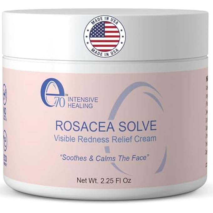 e70 ROSACEA SOLVE - REDNESS RELIEF CREAM - FACE MOISTURIZER FOR ROSACEA & ACNE PRONE SKIN - SENSITIVE SKIN CARE WITH ORGANIC INGREDIENTS, ALMOND OIL, LICORICE & CHAMOMILE EXTRACTS - NO PARABENS - Image 1